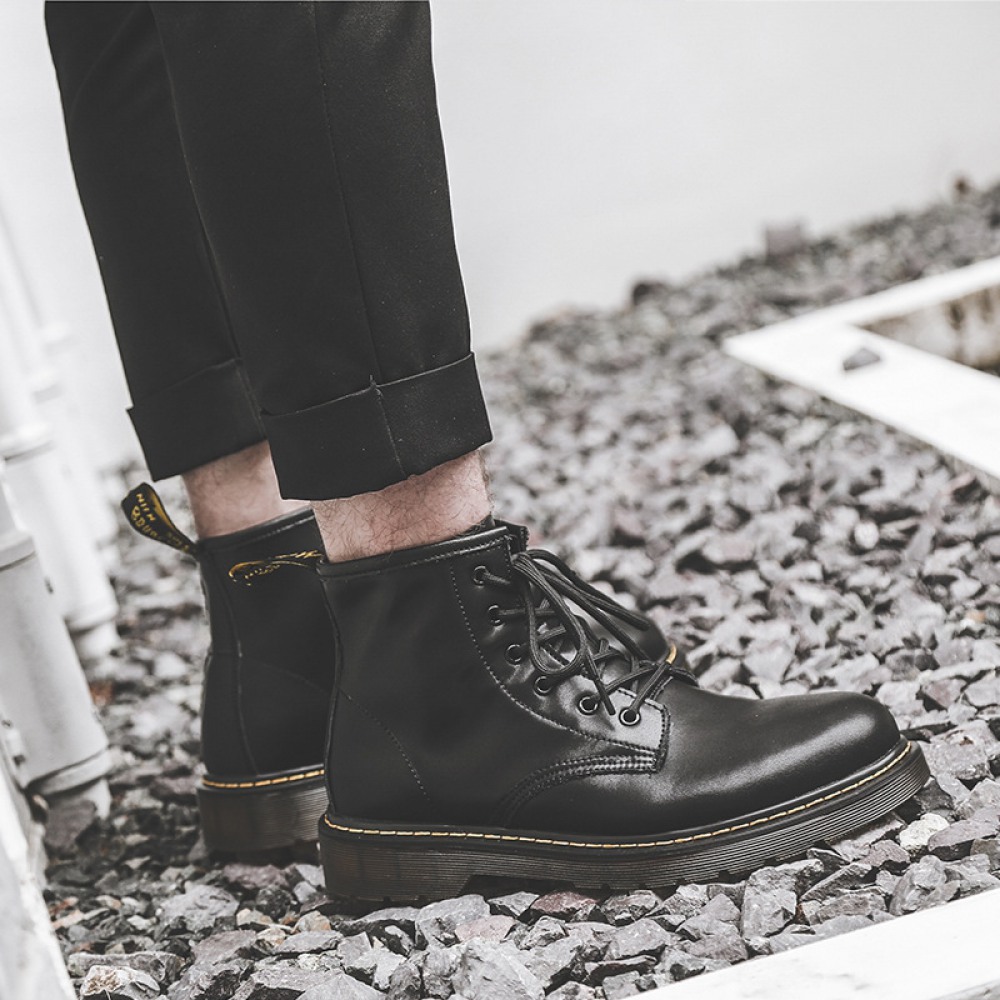 Autumn New Men's High-Top Short Boots Trendy Leather Mid-TopMartin Boots