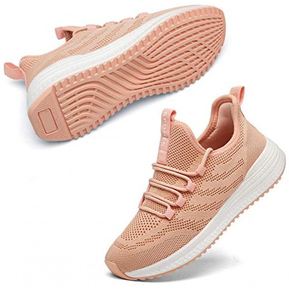 Women's Lightweight Non Slip Breathable Mesh Sneakers Sports Athletic Walking Work Shoes Pink